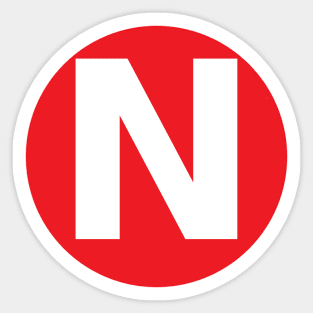 Letter N Big Red Dot Letters & Numbers Sticker